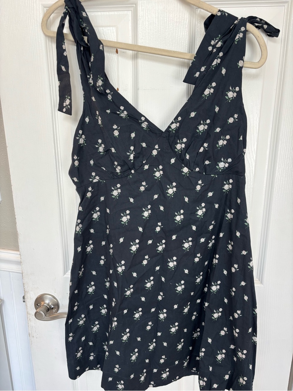 Lulu's Black Mini Dress with White Floral Print